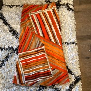 Orange geometric long skirt